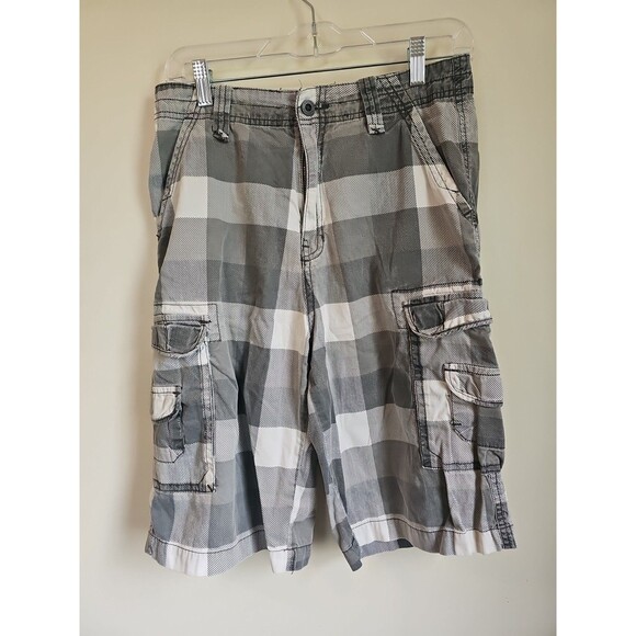 Michael Kors Machine Brand Cargo Shorts Black and Whited Checkered Size 16 - Picture 1 of 4
